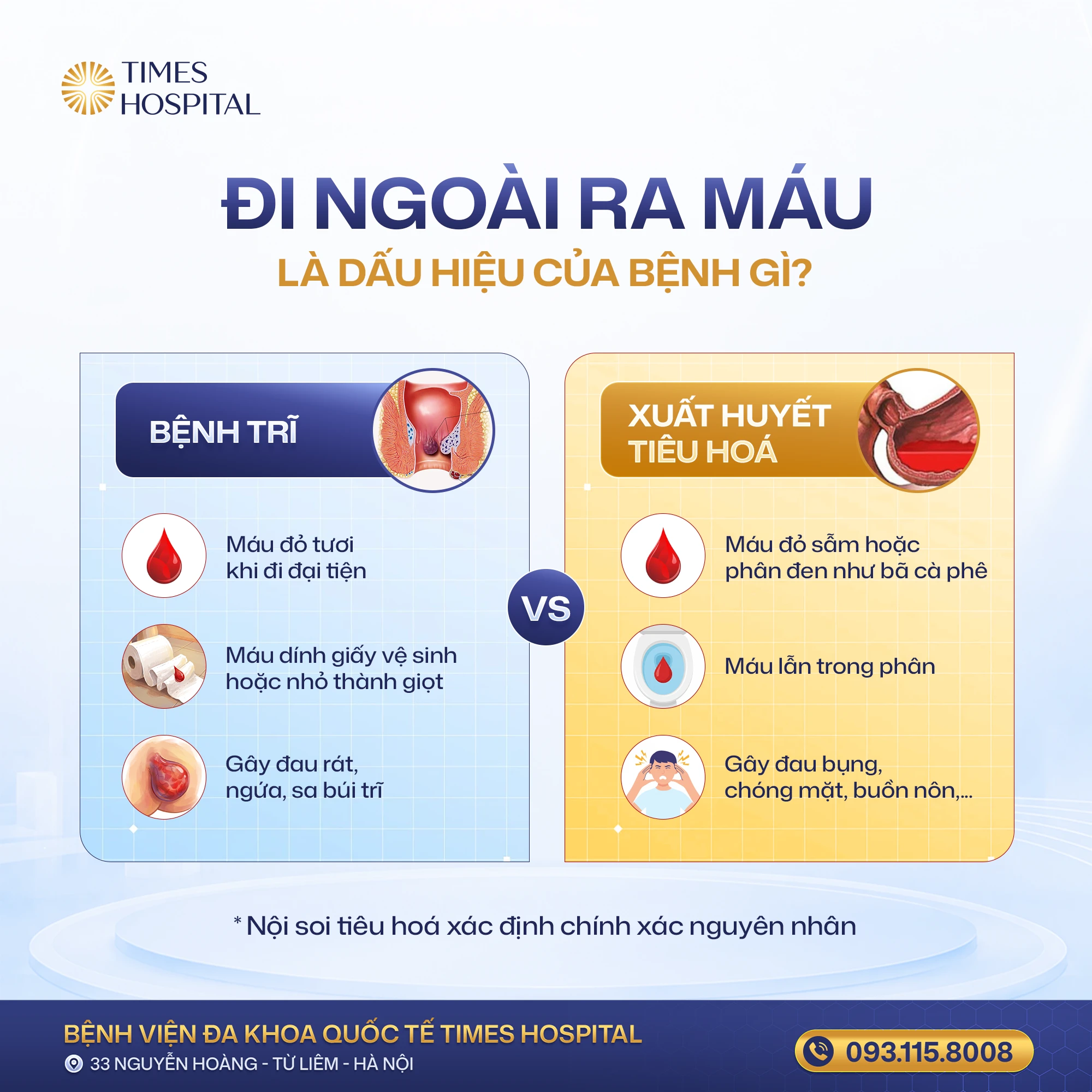 TRĨ HAY XUẤT HUYẾT TIÊU HOÁ? NGUYÊN NHÂN ĐI NGOÀI RA MÁU